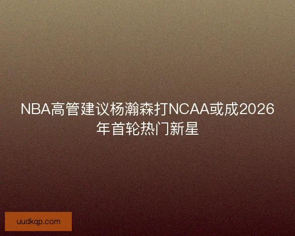 NBA高管建议杨瀚森打NCAA或成2026年首轮热门新星